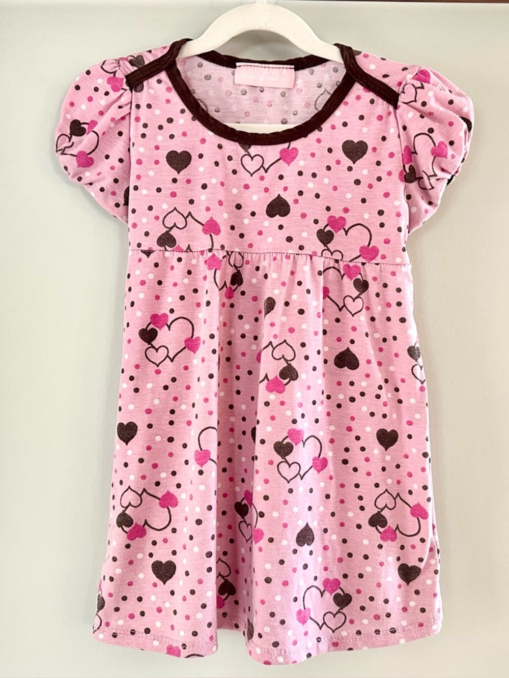 Vintage Kids Headquarters Toddler Girls Pink Heart Dress Size 6X Short Sleeve